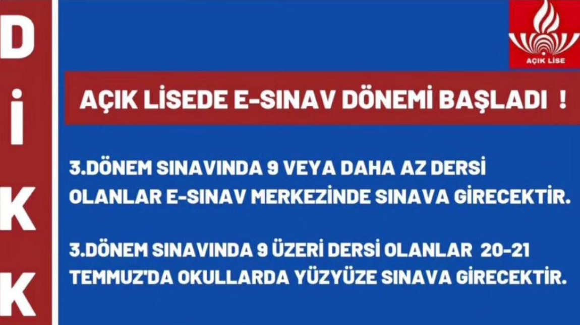 Açık Lisede E-Sınav Dönemi Başladı!!